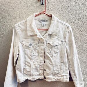 White House Black Market Cream Denim Jacket
